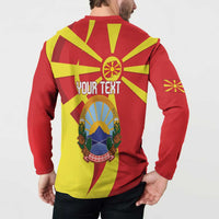 Macedonia National Day Button Sweatshirt Makedonija Flag Curves Style