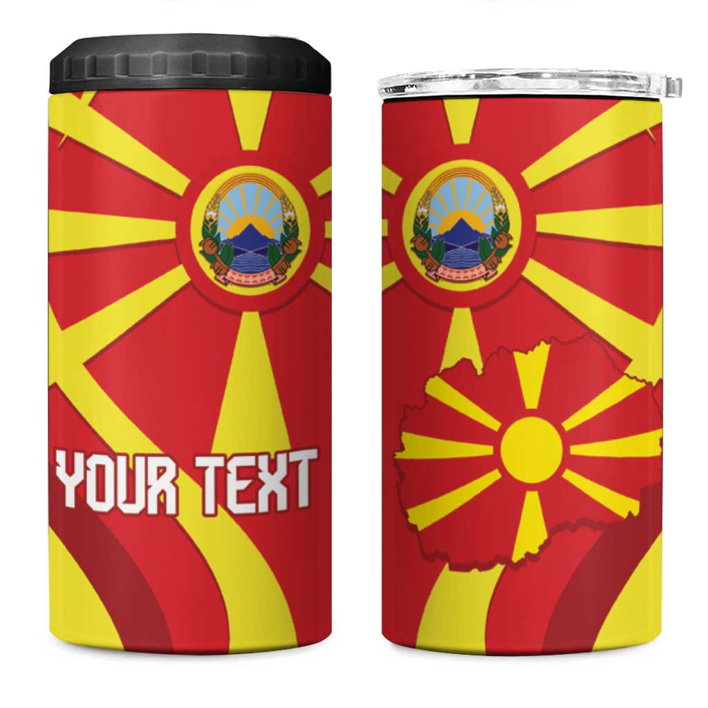 Macedonia National Day 4 in 1 Can Cooler Tumbler Makedonija Flag Curves Style