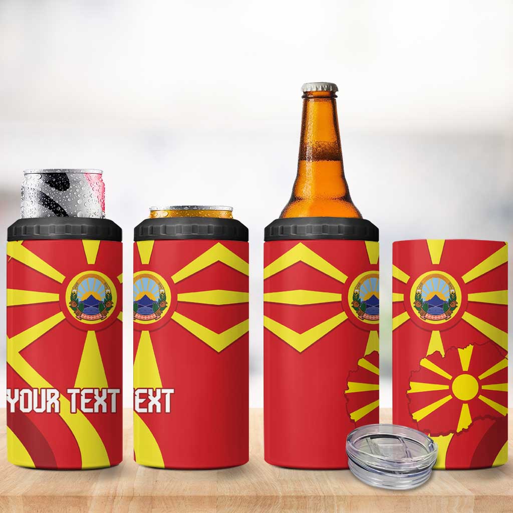 Macedonia National Day 4 in 1 Can Cooler Tumbler Makedonija Flag Curves Style