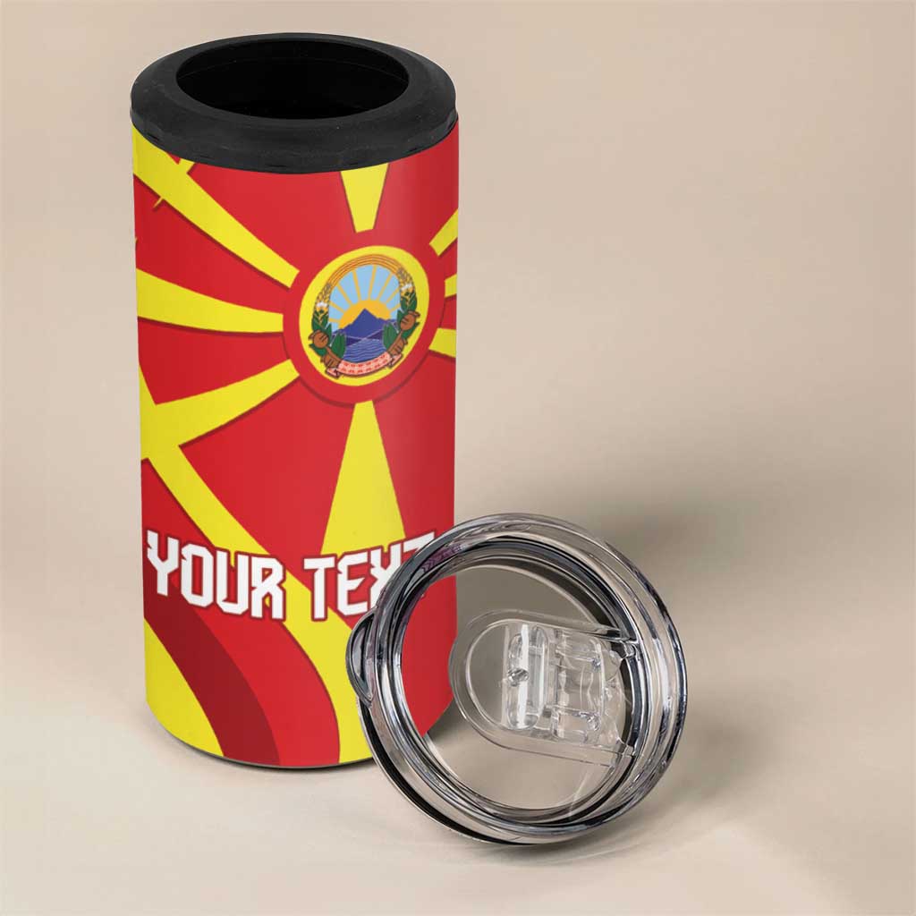 Macedonia National Day 4 in 1 Can Cooler Tumbler Makedonija Flag Curves Style