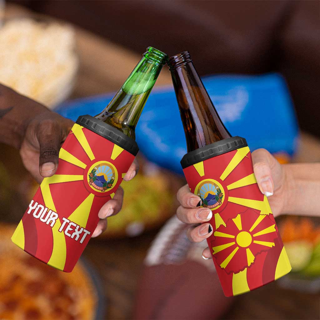 Macedonia National Day 4 in 1 Can Cooler Tumbler Makedonija Flag Curves Style