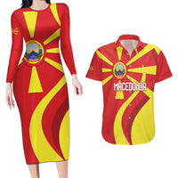 Macedonia National Day Couples Matching Long Sleeve Bodycon Dress and Hawaiian Shirt Makedonija Flag Curves Style