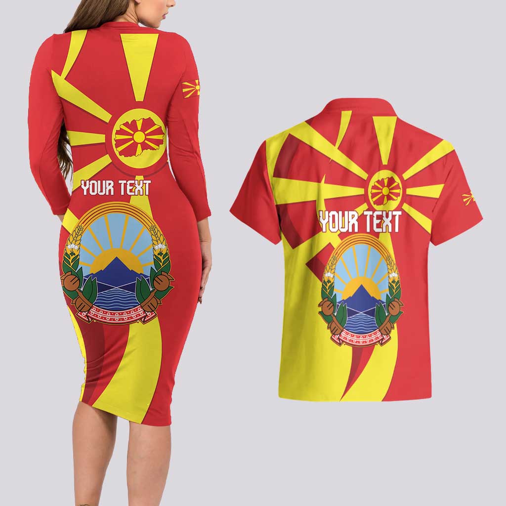 Macedonia National Day Couples Matching Long Sleeve Bodycon Dress and Hawaiian Shirt Makedonija Flag Curves Style