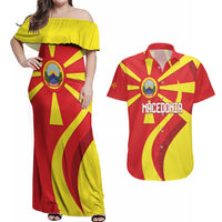 Macedonia National Day Couples Matching Off Shoulder Maxi Dress and Hawaiian Shirt Makedonija Flag Curves Style