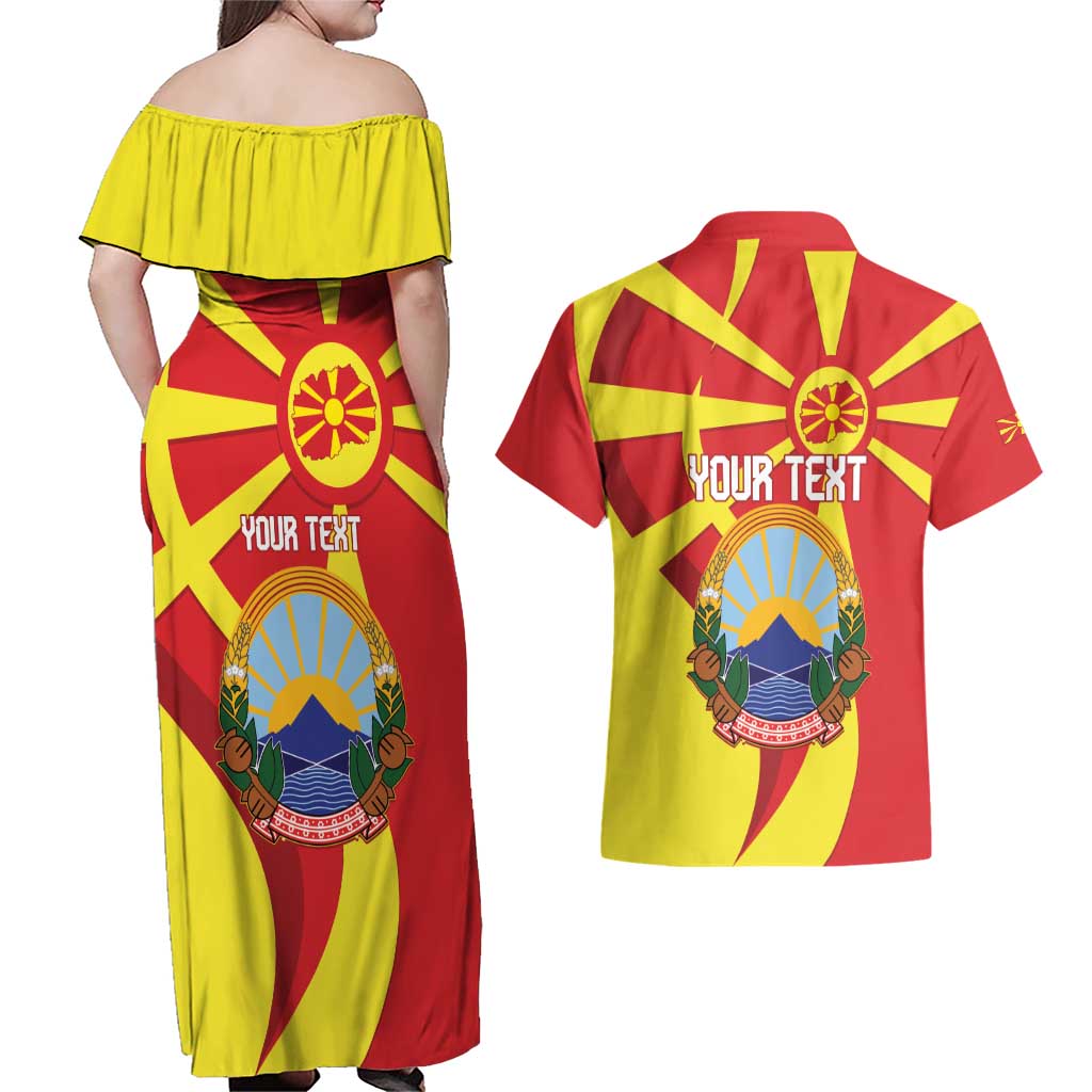 Macedonia National Day Couples Matching Off Shoulder Maxi Dress and Hawaiian Shirt Makedonija Flag Curves Style