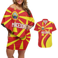 Macedonia National Day Couples Matching Off Shoulder Short Dress and Hawaiian Shirt Makedonija Flag Curves Style