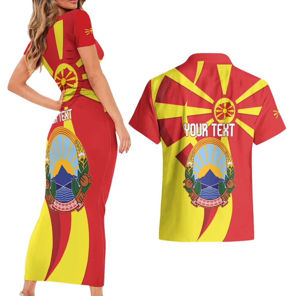 Macedonia National Day Couples Matching Short Sleeve Bodycon Dress and Hawaiian Shirt Makedonija Flag Curves Style