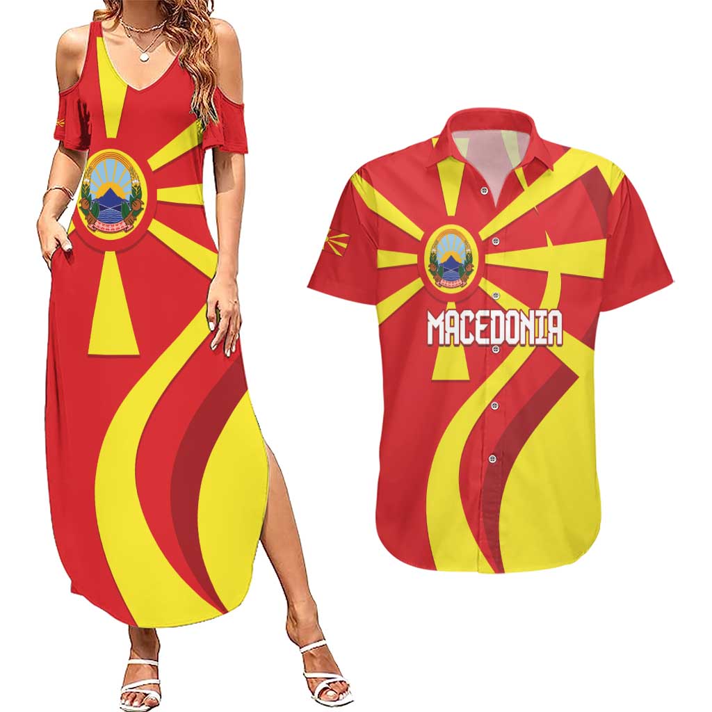 Macedonia National Day Couples Matching Summer Maxi Dress and Hawaiian Shirt Makedonija Flag Curves Style