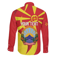 Macedonia National Day Family Matching Off The Shoulder Long Sleeve Dress and Hawaiian Shirt Makedonija Flag Curves Style