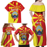 Macedonia National Day Family Matching Off Shoulder Maxi Dress and Hawaiian Shirt Makedonija Flag Curves Style