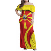 Macedonia National Day Family Matching Off Shoulder Maxi Dress and Hawaiian Shirt Makedonija Flag Curves Style