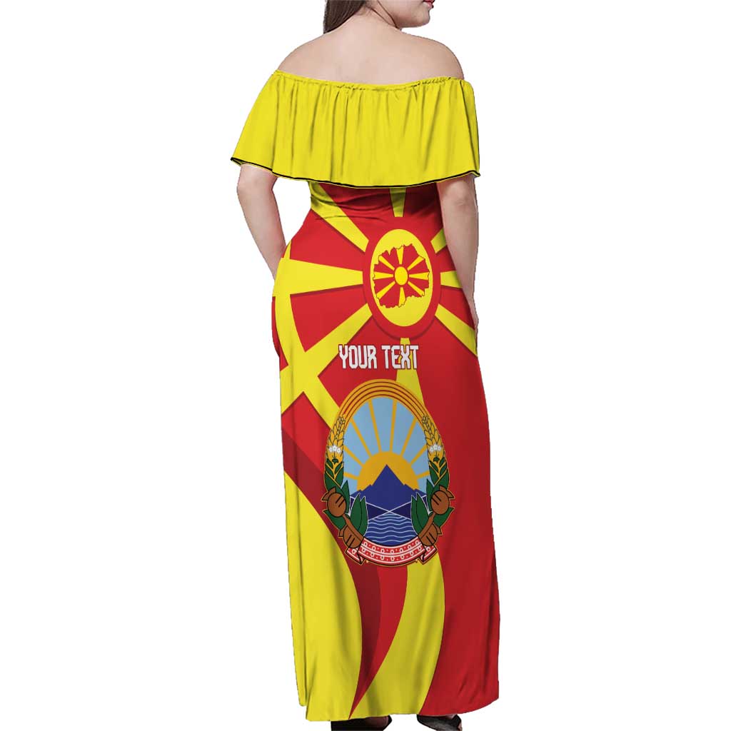 Macedonia National Day Family Matching Off Shoulder Maxi Dress and Hawaiian Shirt Makedonija Flag Curves Style