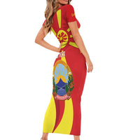 Macedonia National Day Family Matching Short Sleeve Bodycon Dress and Hawaiian Shirt Makedonija Flag Curves Style