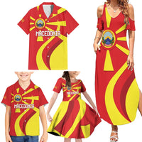 Macedonia National Day Family Matching Summer Maxi Dress and Hawaiian Shirt Makedonija Flag Curves Style