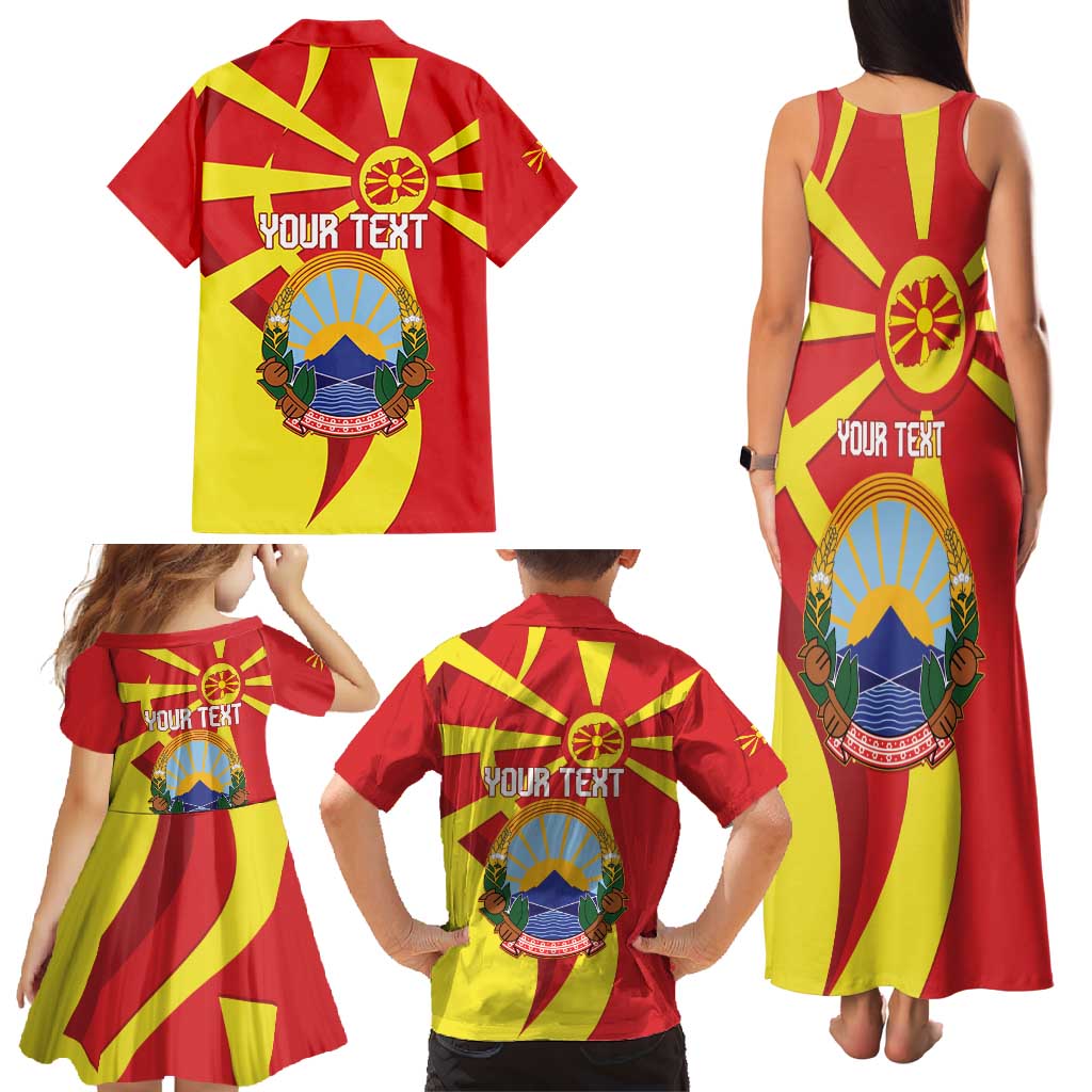 Macedonia National Day Family Matching Tank Maxi Dress and Hawaiian Shirt Makedonija Flag Curves Style