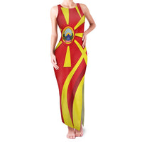 Macedonia National Day Family Matching Tank Maxi Dress and Hawaiian Shirt Makedonija Flag Curves Style