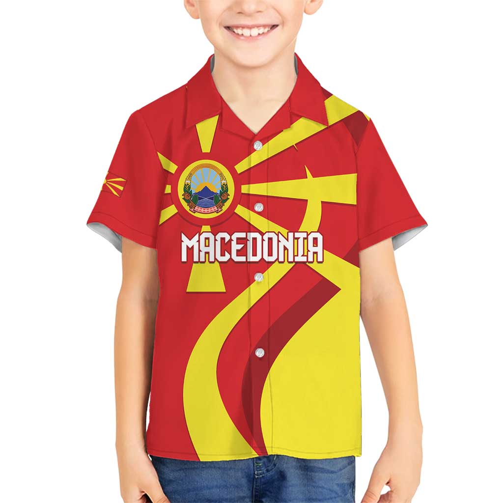 Macedonia National Day Family Matching Tank Maxi Dress and Hawaiian Shirt Makedonija Flag Curves Style
