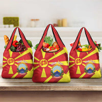 Macedonia National Day Grocery Bag Makedonija Flag Curves Style