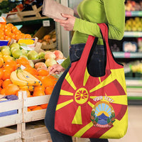 Macedonia National Day Grocery Bag Makedonija Flag Curves Style