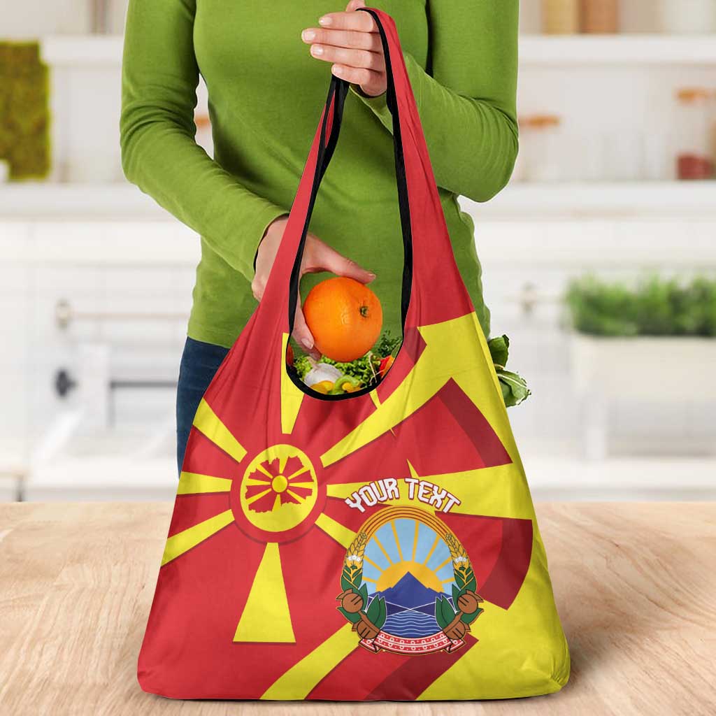 Macedonia National Day Grocery Bag Makedonija Flag Curves Style