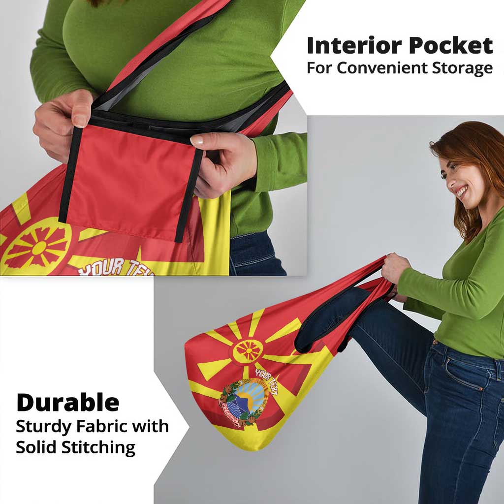 Macedonia National Day Grocery Bag Makedonija Flag Curves Style