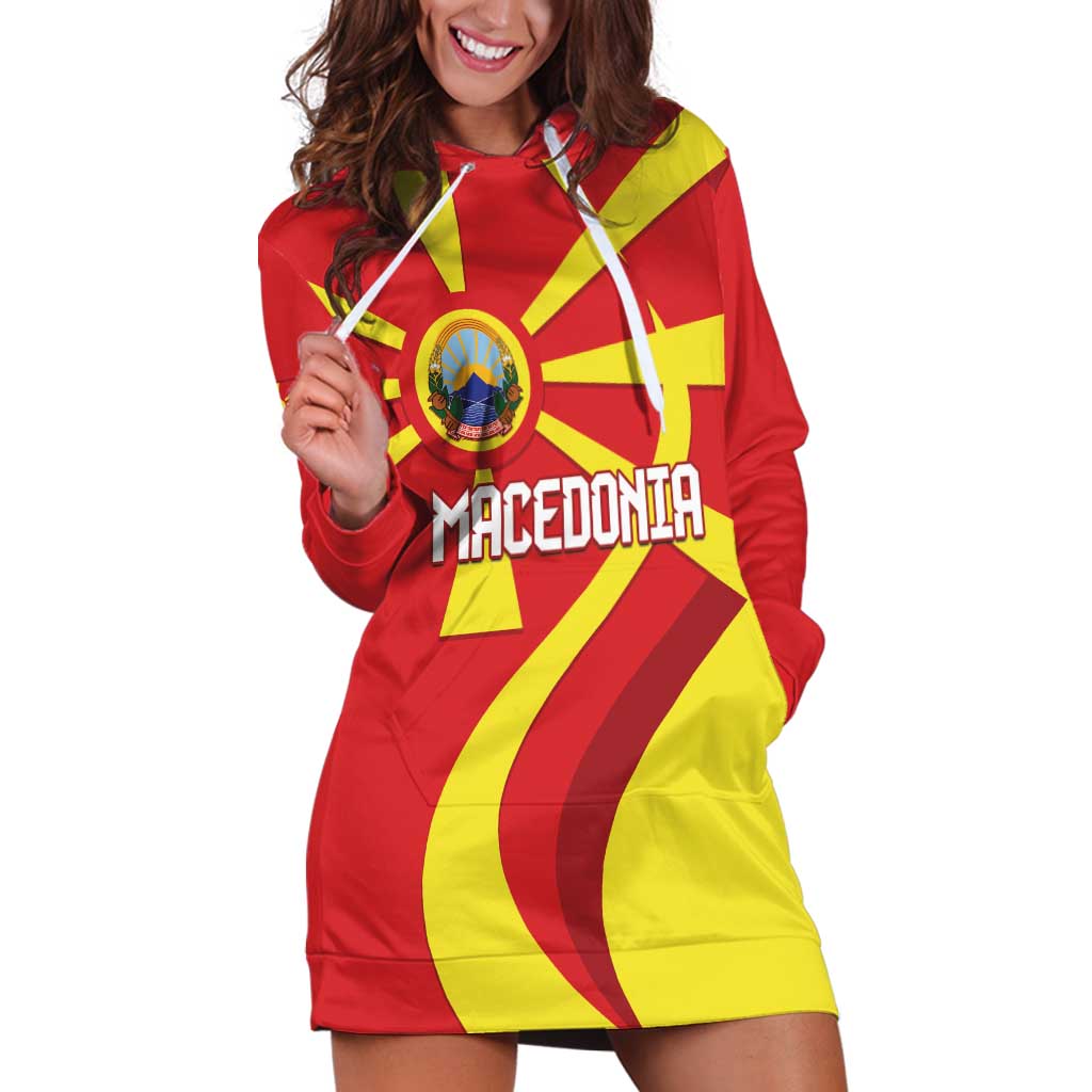 Macedonia National Day Hoodie Dress Makedonija Flag Curves Style