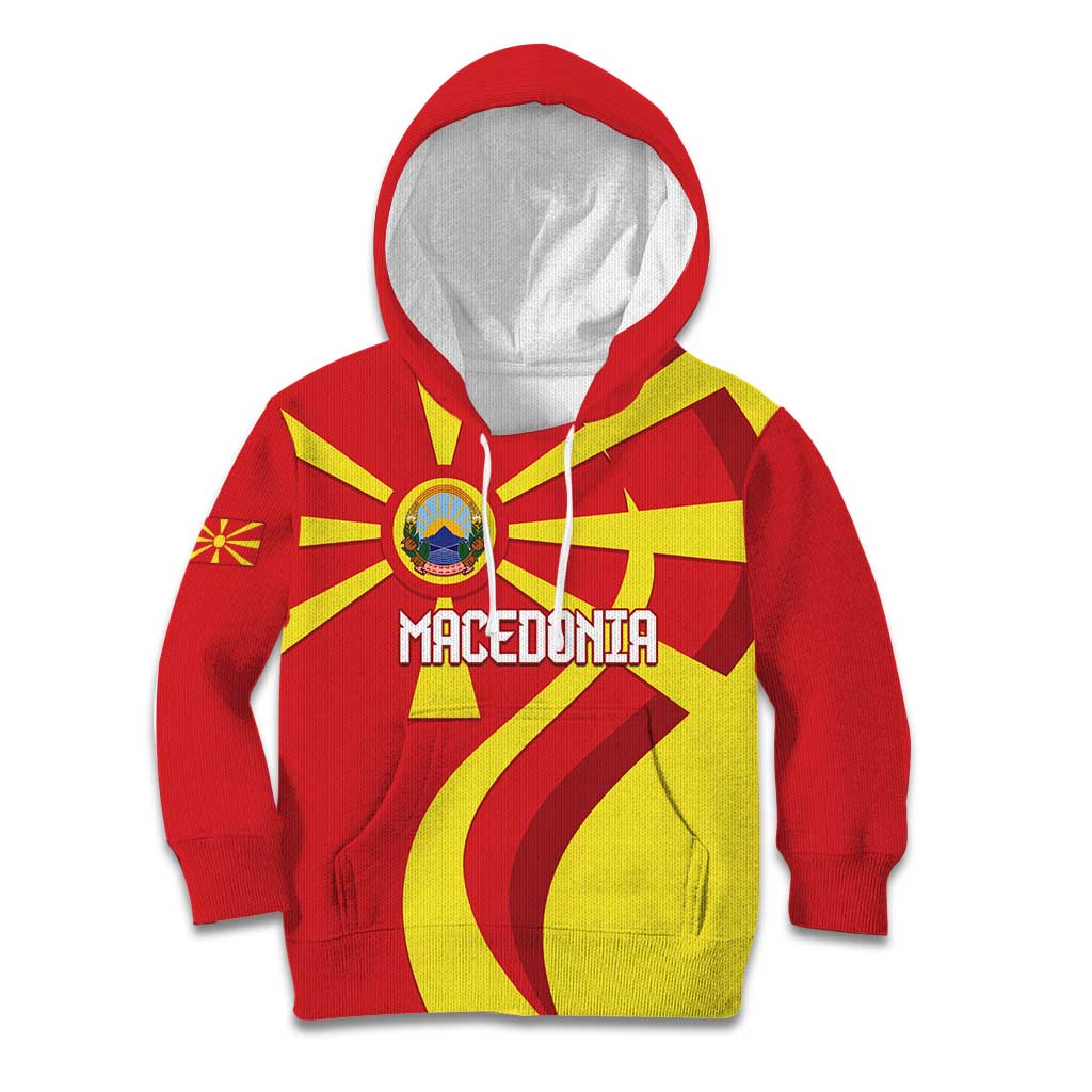 Macedonia National Day Kid Hoodie Makedonija Flag Curves Style