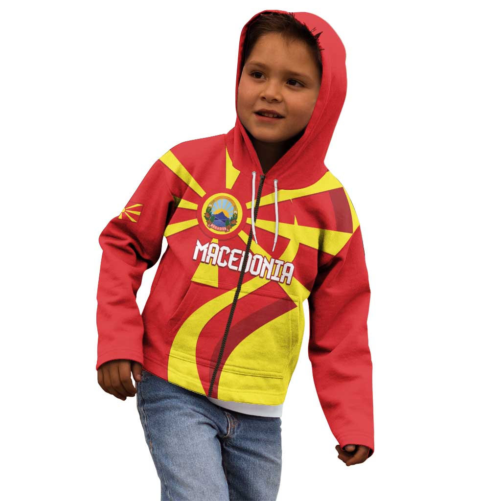 Macedonia National Day Kid Hoodie Makedonija Flag Curves Style