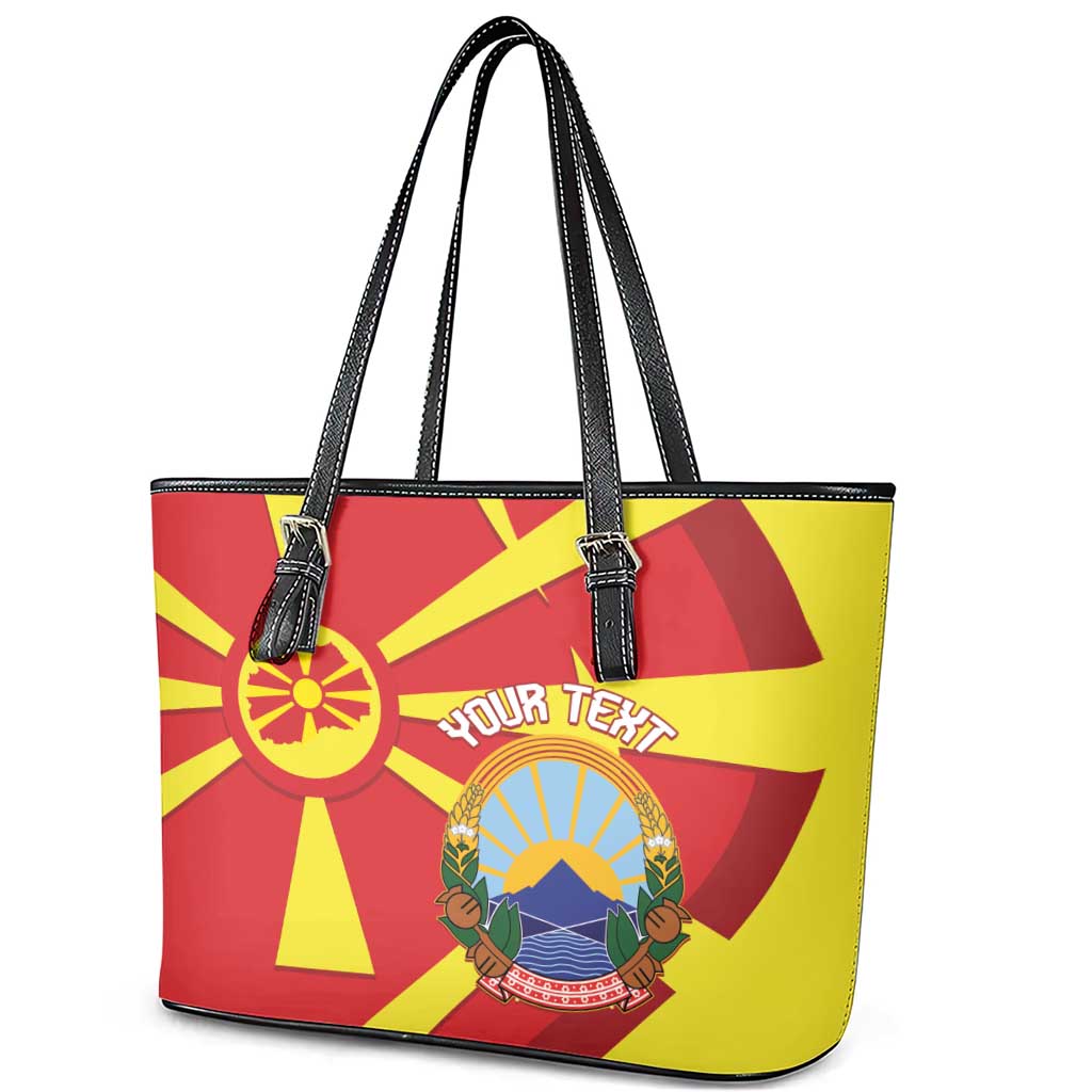 Macedonia National Day Leather Tote Bag Makedonija Flag Curves Style