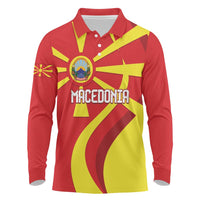 Macedonia National Day Long Sleeve Polo Shirt Makedonija Flag Curves Style