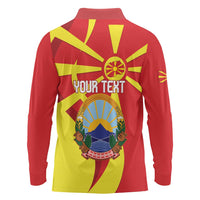 Macedonia National Day Long Sleeve Polo Shirt Makedonija Flag Curves Style