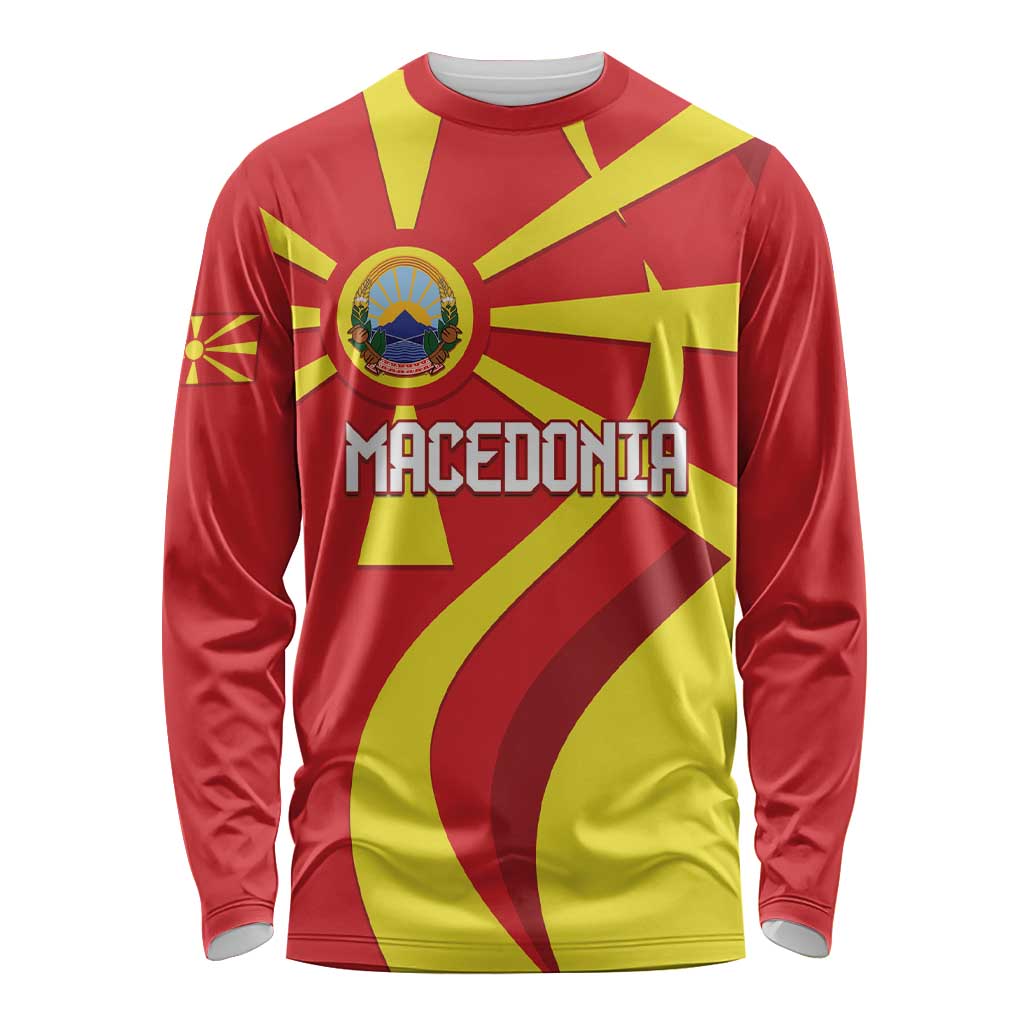 Macedonia National Day Long Sleeve Shirt Makedonija Flag Curves Style