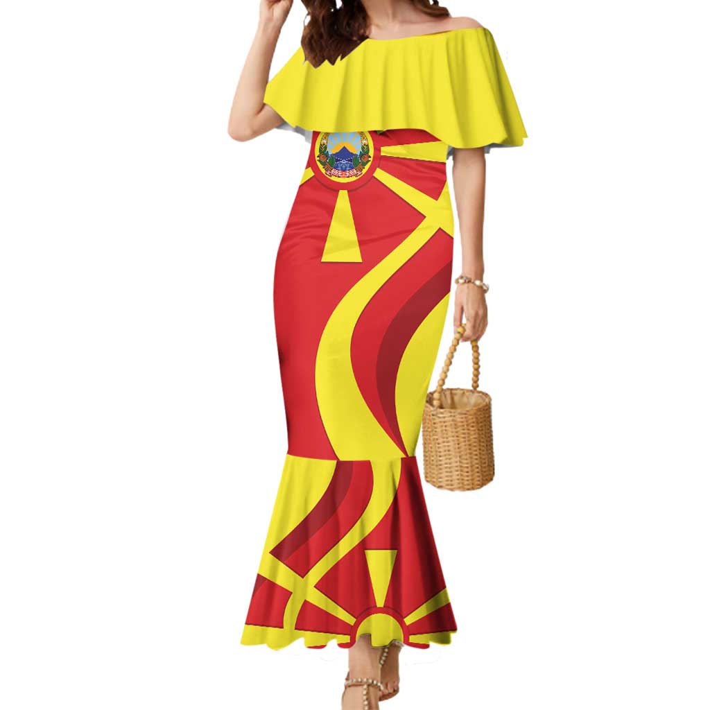 Macedonia National Day Mermaid Dress Makedonija Flag Curves Style