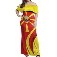 Macedonia National Day Off Shoulder Maxi Dress Makedonija Flag Curves Style