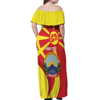 Macedonia National Day Off Shoulder Maxi Dress Makedonija Flag Curves Style