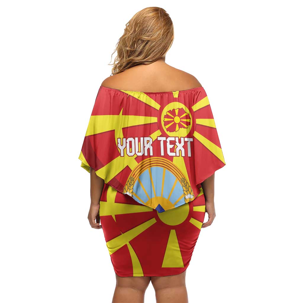 Macedonia National Day Off Shoulder Short Dress Makedonija Flag Curves Style