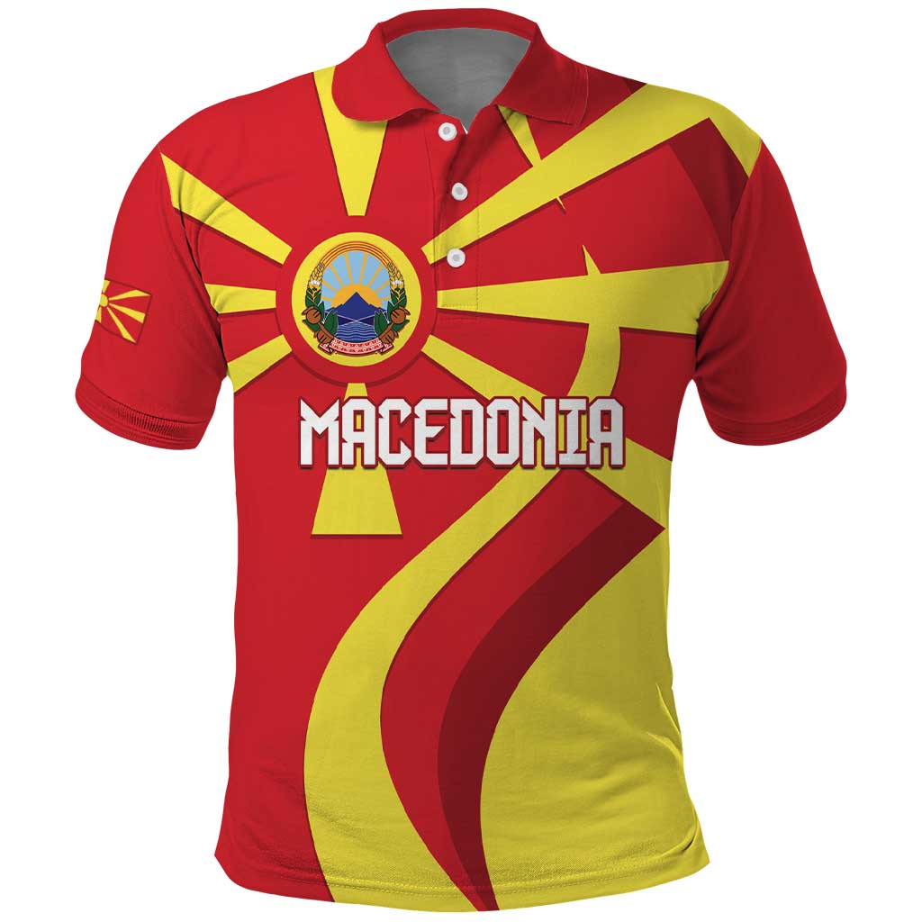 Macedonia National Day Polo Shirt Makedonija Flag Curves Style