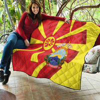 Macedonia National Day Quilt Makedonija Flag Curves Style