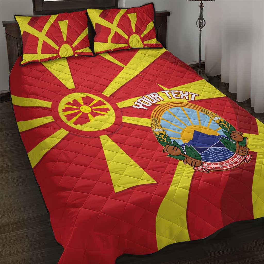 Macedonia National Day Quilt Bed Set Makedonija Flag Curves Style