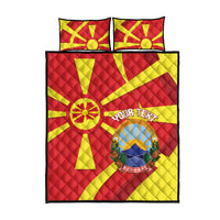 Macedonia National Day Quilt Bed Set Makedonija Flag Curves Style
