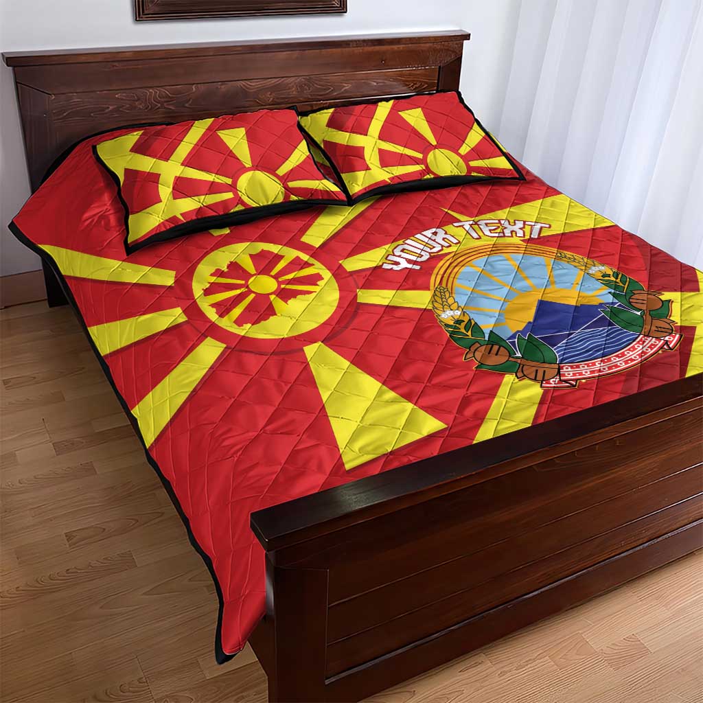 Macedonia National Day Quilt Bed Set Makedonija Flag Curves Style
