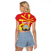 Macedonia National Day Raglan Cropped T Shirt Makedonija Flag Curves Style