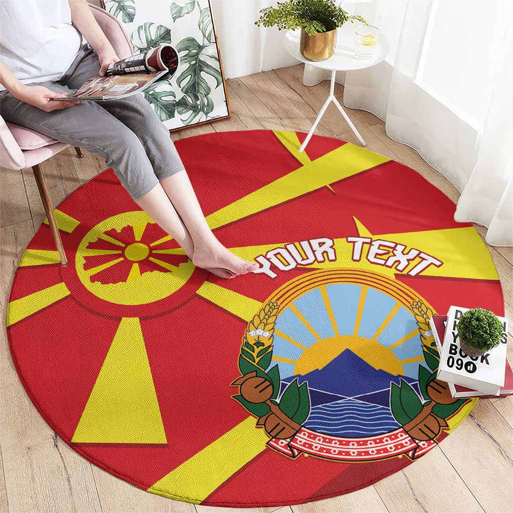 Macedonia National Day Round Carpet Makedonija Flag Curves Style
