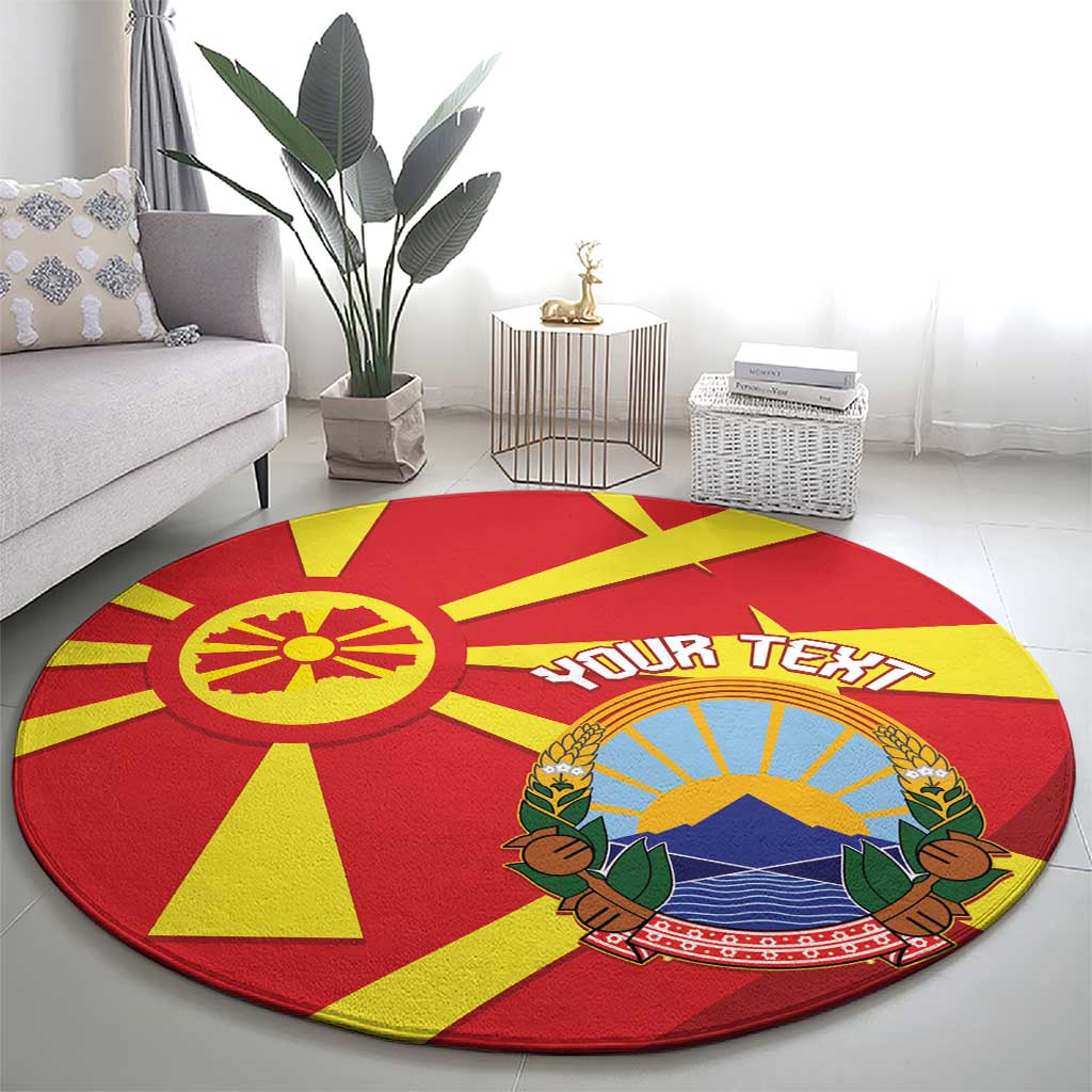 Macedonia National Day Round Carpet Makedonija Flag Curves Style