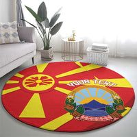 Macedonia National Day Round Carpet Makedonija Flag Curves Style