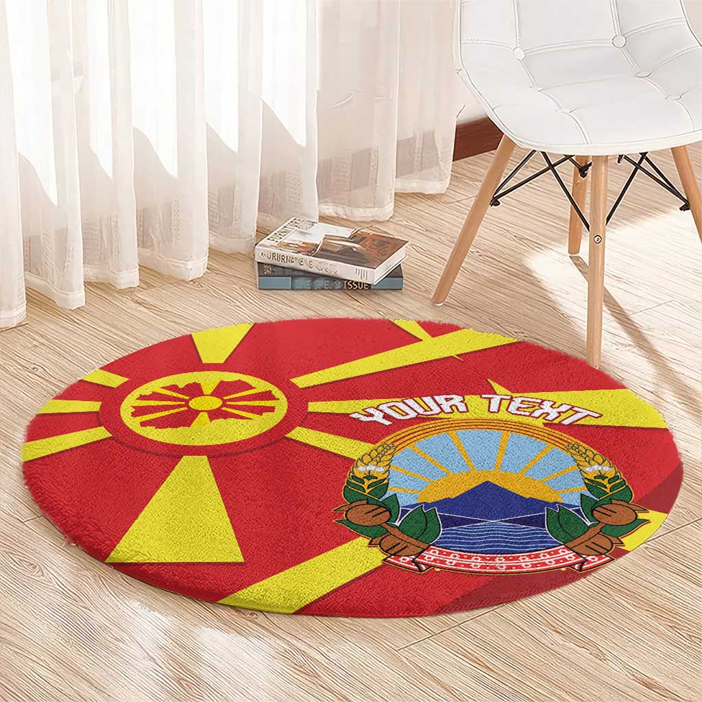Macedonia National Day Round Carpet Makedonija Flag Curves Style
