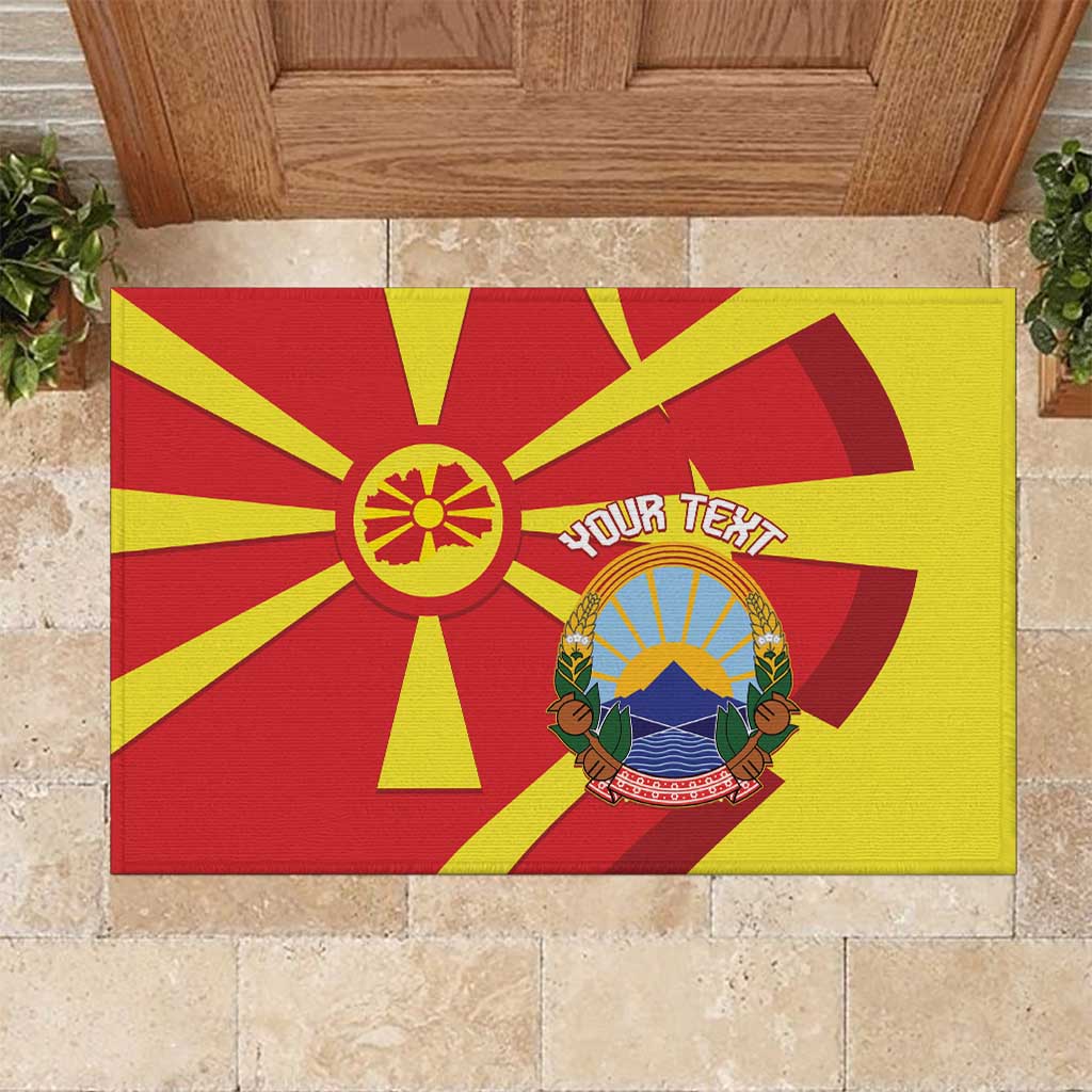 Macedonia National Day Rubber Doormat Makedonija Flag Curves Style