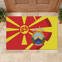Macedonia National Day Rubber Doormat Makedonija Flag Curves Style