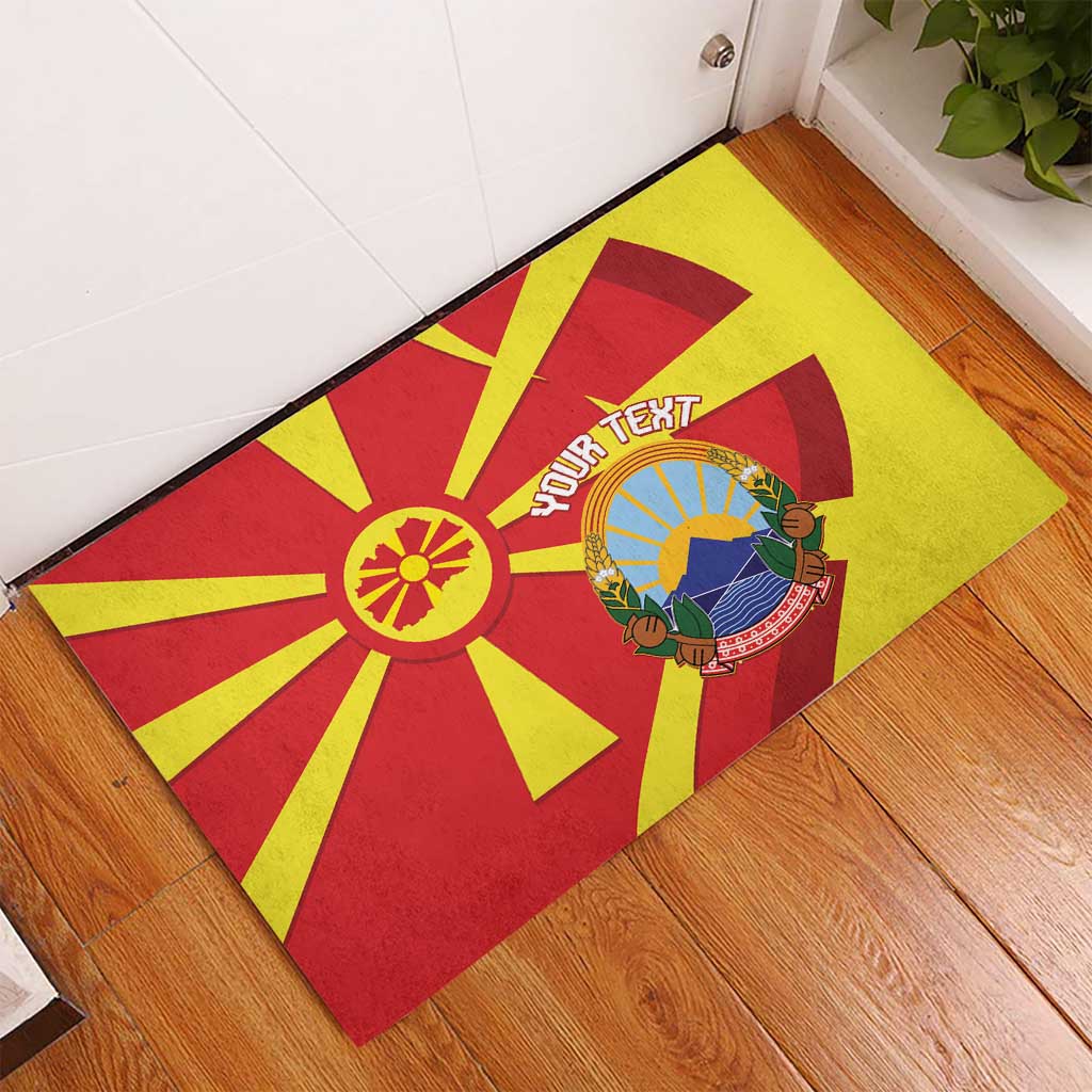 Macedonia National Day Rubber Doormat Makedonija Flag Curves Style
