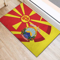 Macedonia National Day Rubber Doormat Makedonija Flag Curves Style